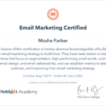 Moshe Farber Hubspot academy certificate